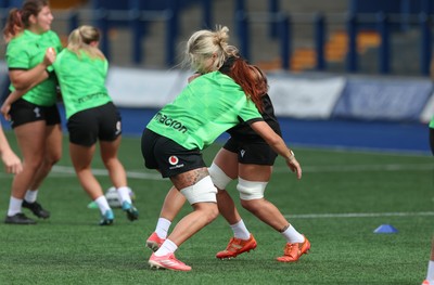 170926 Wales Women Rugby Captain’s Run - Alex Callender and Georgia Evans during Wales Captain’s Run at Cardiff Arms Park ahead of their WXV match against South Africa