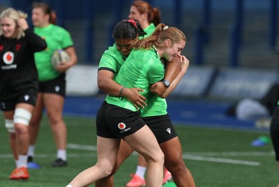 170926 Wales Women Rugby Captain’s Run - Lisa Neumann and Sisilia Tuipulotu during Wales Captain’s Run at Cardiff Arms Park ahead of their WXV match against South Africa