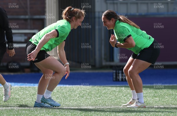 170926 Wales Women Rugby Captain’s Run - Lisa Neumann and Courtney Keight during Wales Captain’s Run at Cardiff Arms Park ahead of their WXV match against South Africa