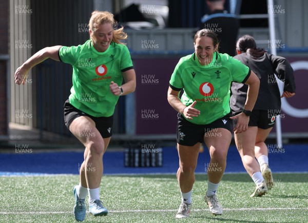 170926 Wales Women Rugby Captain’s Run - Lisa Neumann and Courtney Keight during Wales Captain’s Run at Cardiff Arms Park ahead of their WXV match against South Africa
