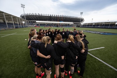 210325  Wales Women Rugby Captain’s Run - The Wales Women’s Squad huddle up during Captain’s Run at The Hive Stadium Edinburgh ahead of the opening match of the Women’s 6 Nations against Scotland