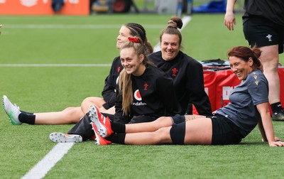 210325  Wales Women Rugby Captain’s Run - Maisie Davies, Hannah Jones, Carys Phillips and Georgia Evans during Captain’s Run at The Hive Stadium Edinburgh ahead of the opening match of the Women’s 6 Nations against Scotland