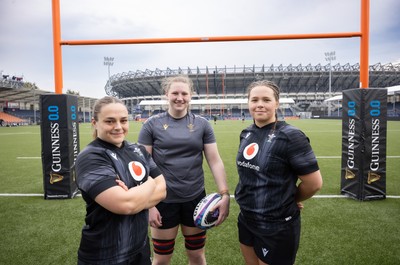 210325  Wales Women Rugby Captain’s Run - Wales’ Jenni Scoble, Alaw Pyrs and Maisie Davies who will make their first starts, during Captain’s Run at The Hive Stadium Edinburgh ahead of the opening match of the Women’s 6 Nations against Scotland