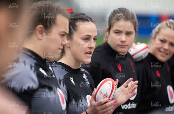 220423 - Wales Women Rugby Captains Run - Ffion Lewis during Captain’s Run at the Stade des Alpes in Grenoble ahead of the TicTok Women’s 6 Nations match against France