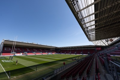 240426 - Wales Women’s Rugby Captain’s Run - A general view of the stadium during Captain’s Run at Ashton Gate, ahead of the Women’s 6 Nations match against England