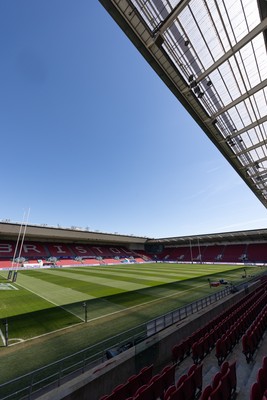 240426 - Wales Women’s Rugby Captain’s Run - A general view of the stadium during Captain’s Run at Ashton Gate, ahead of the Women’s 6 Nations match against England