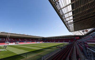 240426 - Wales Women’s Rugby Captain’s Run - A general view of the stadium during Captain’s Run at Ashton Gate, ahead of the Women’s 6 Nations match against England