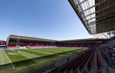 240426 - Wales Women’s Rugby Captain’s Run - A general view of the stadium during Captain’s Run at Ashton Gate, ahead of the Women’s 6 Nations match against England