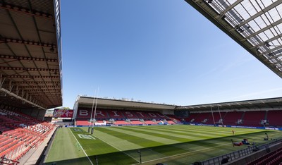 240426 - Wales Women’s Rugby Captain’s Run - A general view of the stadium during Captain’s Run at Ashton Gate, ahead of the Women’s 6 Nations match against England