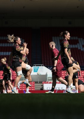 240426 - Wales Women’s Rugby Captain’s Run - Jasmine Joyce and Alisha Joyce during Captain’s Run at Ashton Gate, ahead of the Women’s 6 Nations match against England
