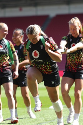 240426 - Wales Women’s Rugby Captain’s Run - Freya Bell during Captain’s Run at Ashton Gate, ahead of the Women’s 6 Nations match against England