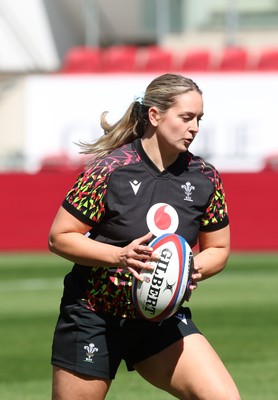 240426 - Wales Women’s Rugby Captain’s Run - Freya Bell during Captain’s Run at Ashton Gate, ahead of the Women’s 6 Nations match against England