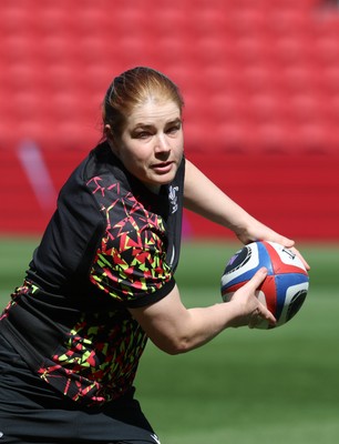240426 - Wales Women’s Rugby Captain’s Run - Bethan Lewis during Captain’s Run at Ashton Gate, ahead of the Women’s 6 Nations match against England