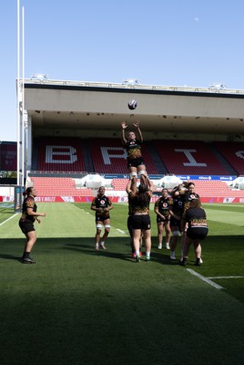 240426 - Wales Women’s Rugby Captain’s Run - Alisha Joyce during Captain’s Run at Ashton Gate, ahead of the Women’s 6 Nations match against England