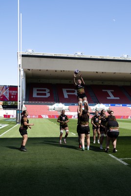 240426 - Wales Women’s Rugby Captain’s Run - Alisha Joyce during Captain’s Run at Ashton Gate, ahead of the Women’s 6 Nations match against England