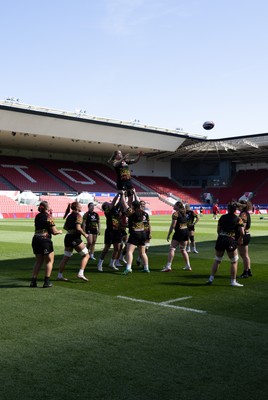 240426 - Wales Women’s Rugby Captain’s Run - Bethan Lewis during Captain’s Run at Ashton Gate, ahead of the Women’s 6 Nations match against England