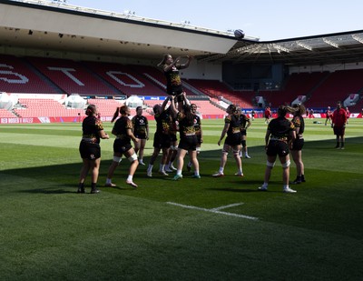 240426 - Wales Women’s Rugby Captain’s Run - Bethan Lewis during Captain’s Run at Ashton Gate, ahead of the Women’s 6 Nations match against England