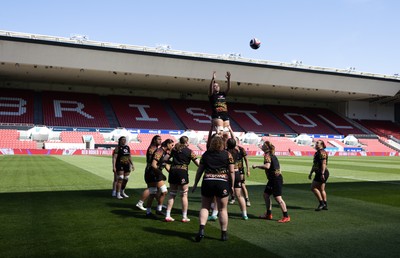 240426 - Wales Women’s Rugby Captain’s Run - Alisha Joyce during Captain’s Run at Ashton Gate, ahead of the Women’s 6 Nations match against England
