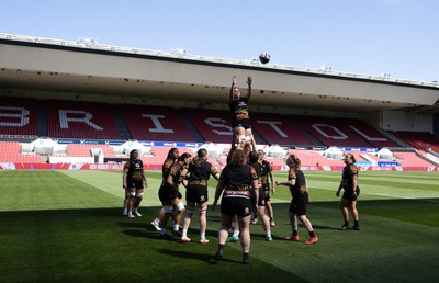 240426 - Wales Women’s Rugby Captain’s Run - Alisha Joyce during Captain’s Run at Ashton Gate, ahead of the Women’s 6 Nations match against England