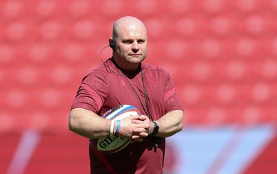 240426 - Wales Women’s Rugby Captain’s Run - Sean Lynn, Wales Women head coach during Captain’s Run at Ashton Gate, ahead of the Women’s 6 Nations match against England