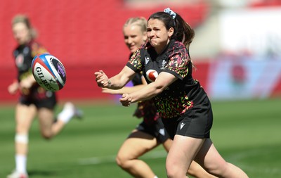 240426 - Wales Women’s Rugby Captain’s Run - Kayleigh Powell during Captain’s Run at Ashton Gate, ahead of the Women’s 6 Nations match against England