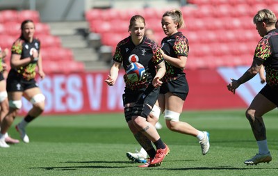 240426 - Wales Women’s Rugby Captain’s Run - Bethan Lewis during Captain’s Run at Ashton Gate, ahead of the Women’s 6 Nations match against England