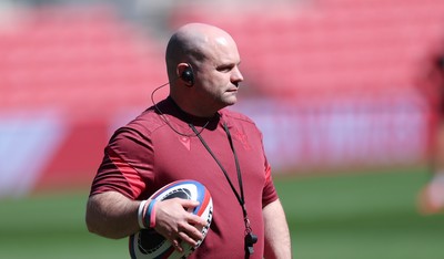 240426 - Wales Women’s Rugby Captain’s Run - Sean Lynn, Wales Women head coach during Captain’s Run at Ashton Gate, ahead of the Women’s 6 Nations match against England