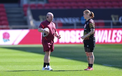 240426 - Wales Women’s Rugby Captain’s Run - Sean Lynn, Wales Women head coach during Captain’s Run at Ashton Gate, ahead of the Women’s 6 Nations match against England