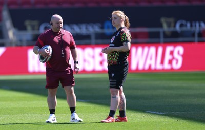 240426 - Wales Women’s Rugby Captain’s Run - Sean Lynn, Wales Women head coach during Captain’s Run at Ashton Gate, ahead of the Women’s 6 Nations match against England