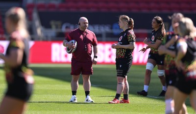 240426 - Wales Women’s Rugby Captain’s Run - Sean Lynn, Wales Women head coach during Captain’s Run at Ashton Gate, ahead of the Women’s 6 Nations match against England
