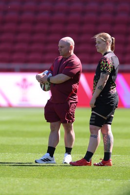 240426 - Wales Women’s Rugby Captain’s Run - Sean Lynn, Wales Women head coach during Captain’s Run at Ashton Gate, ahead of the Women’s 6 Nations match against England