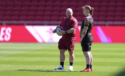 240426 - Wales Women’s Rugby Captain’s Run - Sean Lynn, Wales Women head coach during Captain’s Run at Ashton Gate, ahead of the Women’s 6 Nations match against England