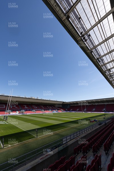 240426 - Wales Women’s Rugby Captain’s Run - A general view of the stadium during Captain’s Run at Ashton Gate, ahead of the Women’s 6 Nations match against England