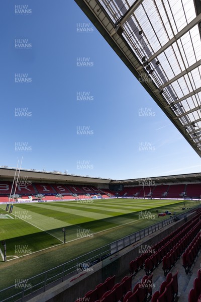 240426 - Wales Women’s Rugby Captain’s Run - A general view of the stadium during Captain’s Run at Ashton Gate, ahead of the Women’s 6 Nations match against England