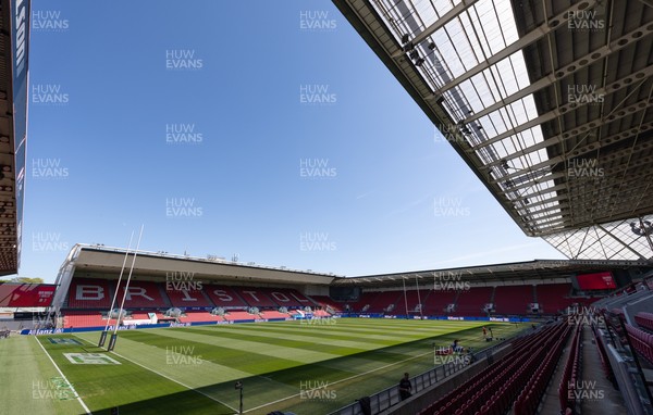 240426 - Wales Women’s Rugby Captain’s Run - A general view of the stadium during Captain’s Run at Ashton Gate, ahead of the Women’s 6 Nations match against England