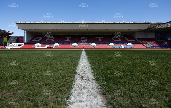 240426 - Wales Women’s Rugby Captain’s Run - A general view of the stadium during Captain’s Run at Ashton Gate, ahead of the Women’s 6 Nations match against England