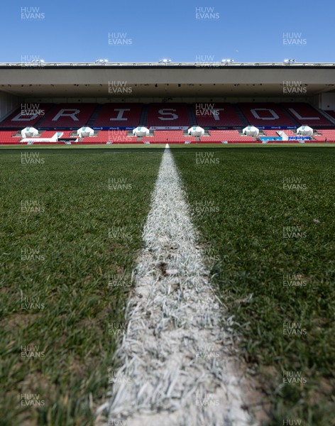 240426 - Wales Women’s Rugby Captain’s Run - A general view of the stadium during Captain’s Run at Ashton Gate, ahead of the Women’s 6 Nations match against England