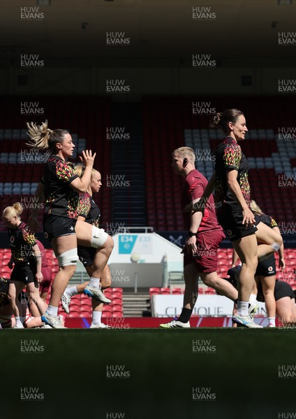 240426 - Wales Women’s Rugby Captain’s Run - Jasmine Joyce and Alisha Joyce during Captain’s Run at Ashton Gate, ahead of the Women’s 6 Nations match against England