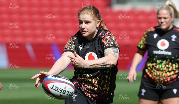 240426 - Wales Women’s Rugby Captain’s Run - Bethan Lewis during Captain’s Run at Ashton Gate, ahead of the Women’s 6 Nations match against England