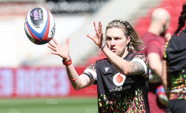 240426 - Wales Women’s Rugby Captain’s Run - Keira Bevan during Captain’s Run at Ashton Gate, ahead of the Women’s 6 Nations match against England