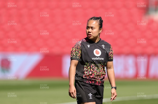 240426 - Wales Women’s Rugby Captain’s Run - Jenna De Vera during Captain’s Run at Ashton Gate, ahead of the Women’s 6 Nations match against England