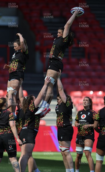 240426 - Wales Women’s Rugby Captain’s Run - Branwen Metcalfe during Captain’s Run at Ashton Gate, ahead of the Women’s 6 Nations match against England