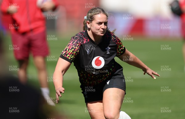 240426 - Wales Women’s Rugby Captain’s Run - Freya Bell during Captain’s Run at Ashton Gate, ahead of the Women’s 6 Nations match against England