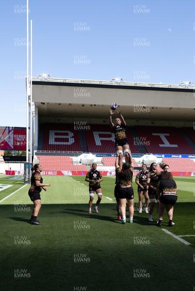 240426 - Wales Women’s Rugby Captain’s Run - Alisha Joyce during Captain’s Run at Ashton Gate, ahead of the Women’s 6 Nations match against England