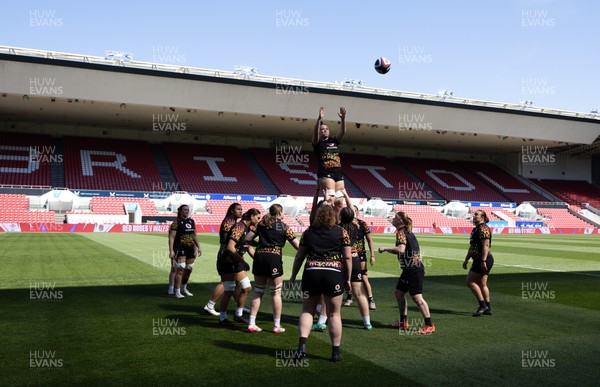 240426 - Wales Women’s Rugby Captain’s Run - Alisha Joyce during Captain’s Run at Ashton Gate, ahead of the Women’s 6 Nations match against England