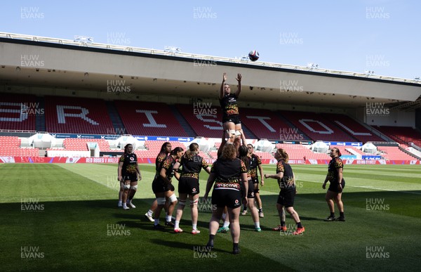 240426 - Wales Women’s Rugby Captain’s Run - Alisha Joyce during Captain’s Run at Ashton Gate, ahead of the Women’s 6 Nations match against England