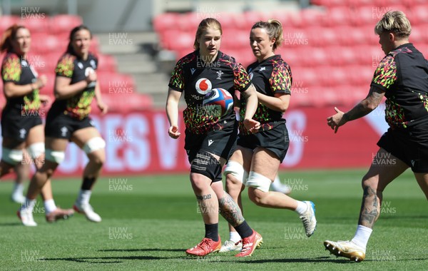 240426 - Wales Women’s Rugby Captain’s Run - Bethan Lewis during Captain’s Run at Ashton Gate, ahead of the Women’s 6 Nations match against England