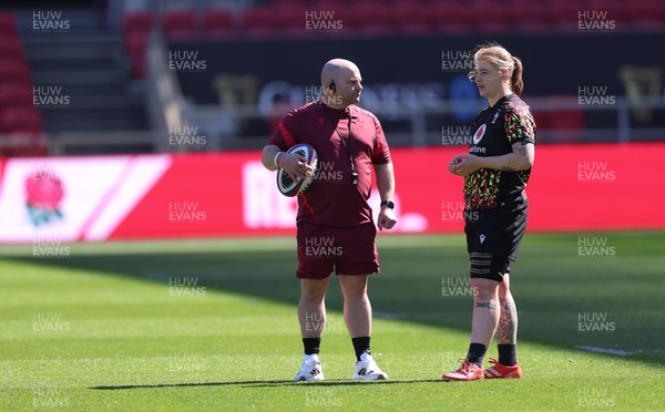 240426 - Wales Women’s Rugby Captain’s Run - Sean Lynn, Wales Women head coach during Captain’s Run at Ashton Gate, ahead of the Women’s 6 Nations match against England