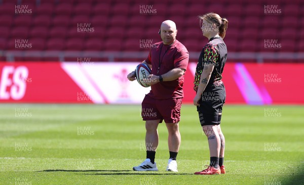 240426 - Wales Women’s Rugby Captain’s Run - Sean Lynn, Wales Women head coach during Captain’s Run at Ashton Gate, ahead of the Women’s 6 Nations match against England