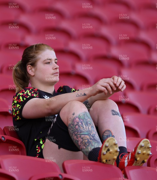 240426 - Wales Women’s Rugby Captain’s Run - Bethan Lewis during Captain’s Run at Ashton Gate, ahead of the Women’s 6 Nations match against England